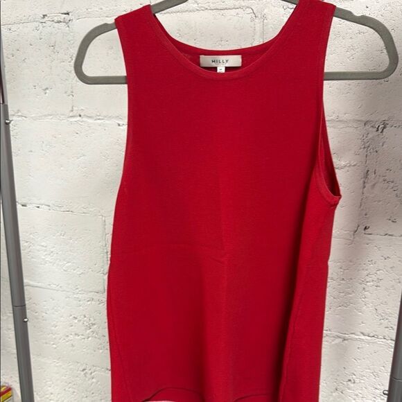 Milly Red Sleeveless Tank Top - Size Medium Shirt - Picture 1 of 4